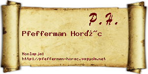 Pfefferman Horác névjegykártya